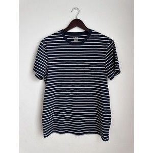 J.Crew Slim-Washed Men's Navy White Striped Pocket T-Shirt Size Medium